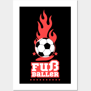 Fußballer - Schwarz - Fußball Spieler - Football Player Germany Posters and Art